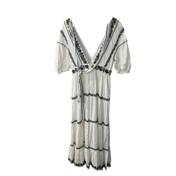 Ulla Johnson Handmade Boho White Beaded Maxi Dress Small - Picture 11 of 16